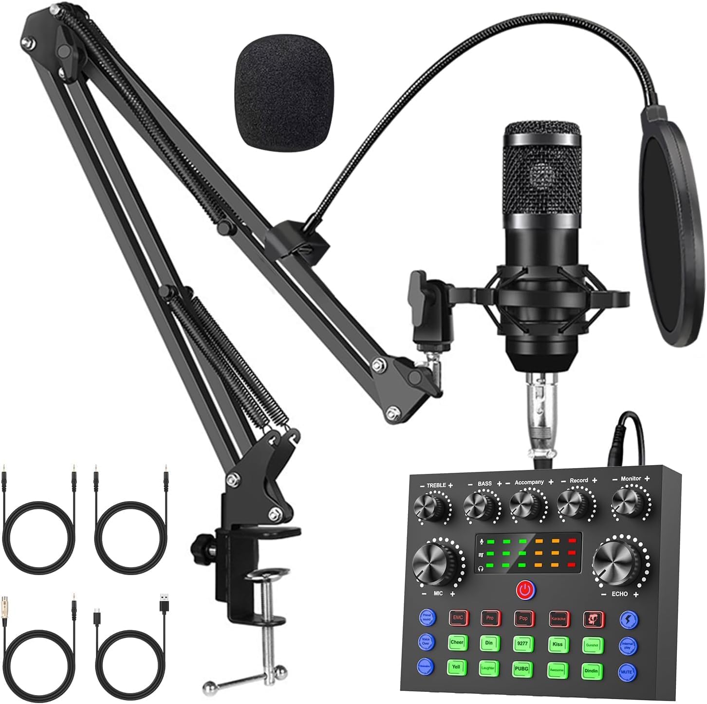 Souvenir BM800 Condenser Mic with V8S Live Sound Card for