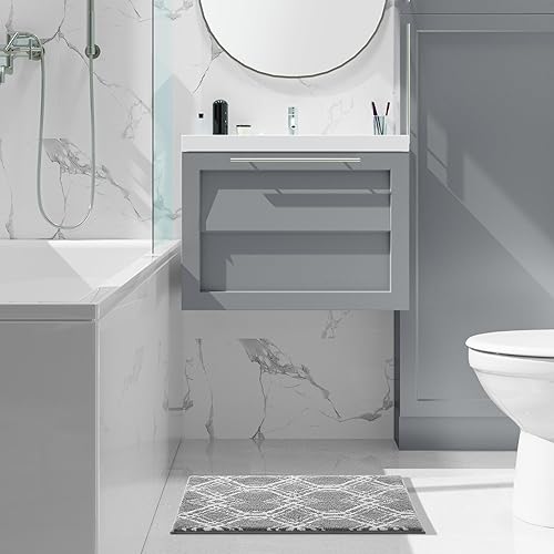 Miniatura 5 de Yimobra Tapetes de baño de lujo, 24 x 17 pulgadas, tapete de baño de felpa suave y gruesa, antideslizante, absorbente de agua, lavable a máquina,