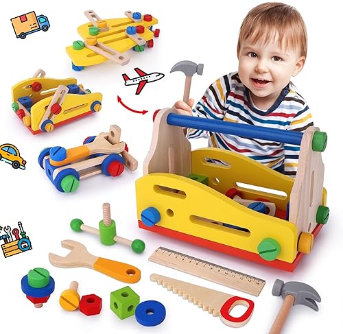 Miniatura 1 de Juego de herramientas para niños a partir de 3 años, contiene 48 juguetes de aprendizaje de construcción, los recursos perfectos para preescolar y