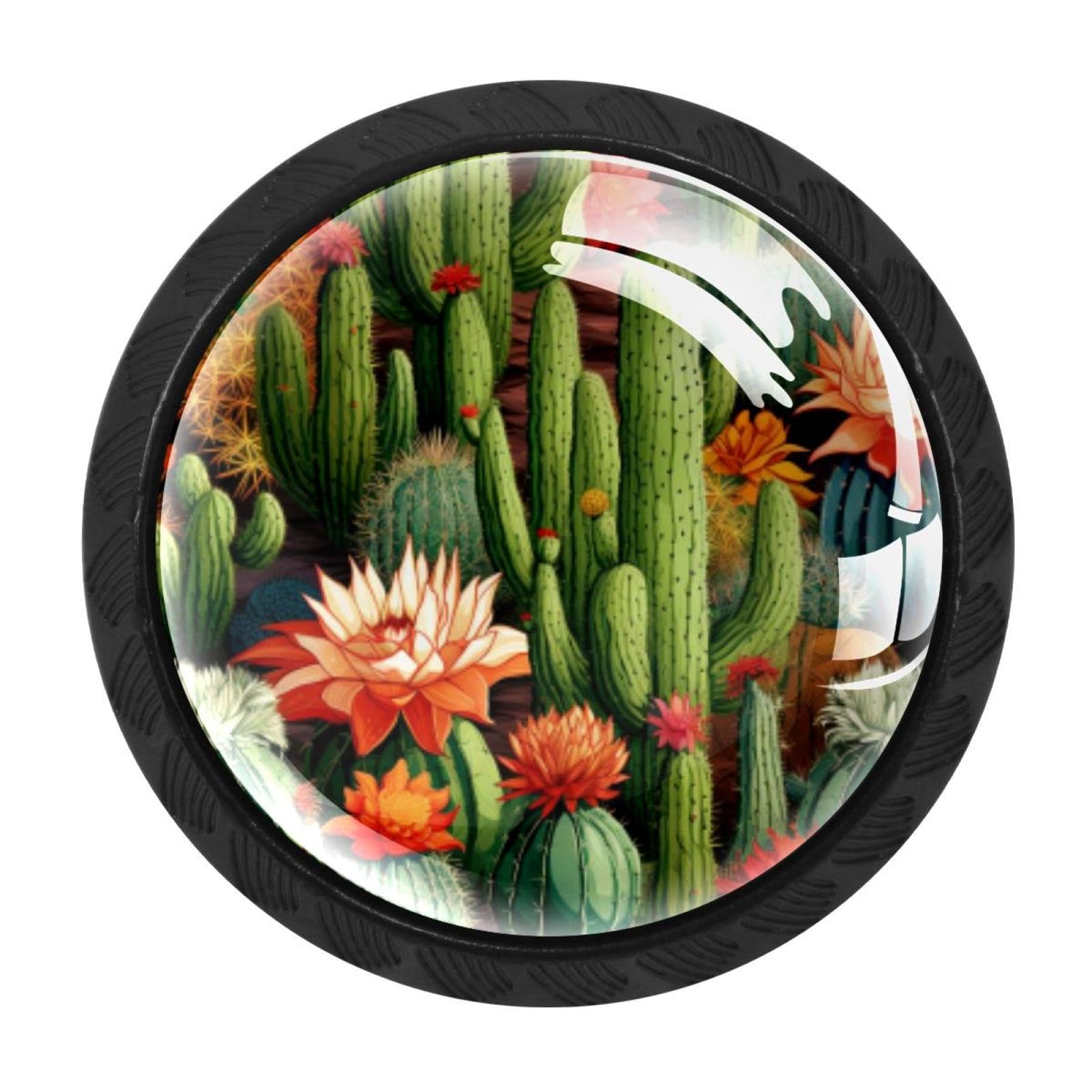 CHENZZZZ 4 Pieces Kitchen Cabinet Drawer Dresser Door Knobs Pulls Handles, Cactus