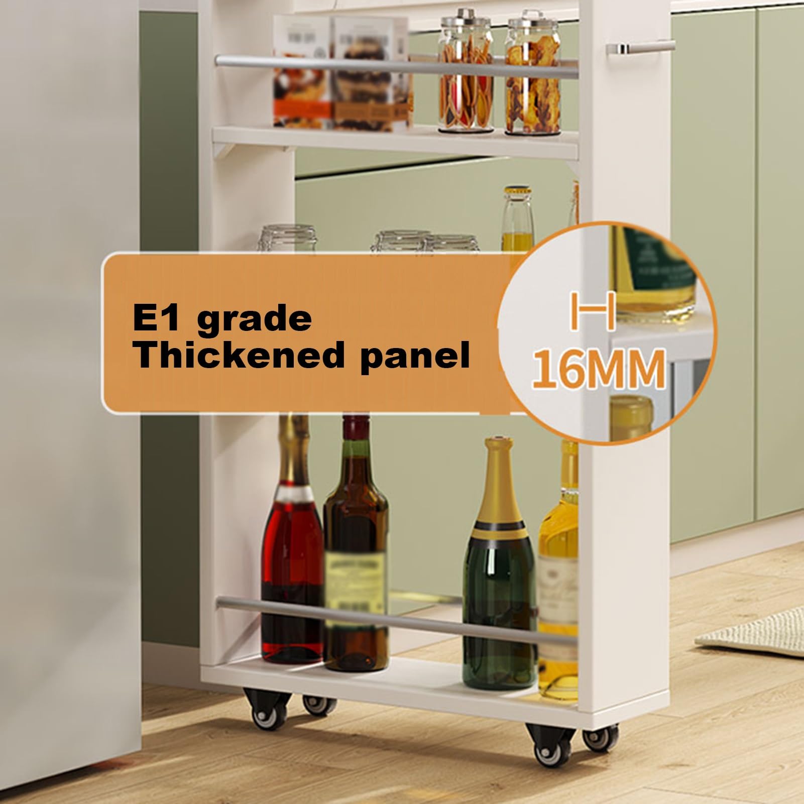 XPLKQXE Carrello di Stoccaggio Stretto, unità di Scaffalatura A 3 Livelli con Ruote, Organizzatore di Scaffale Stretto per Cucina, Sala da Pranzo, Lavanderia(Grigio Scuro,25x55x80.5cm)