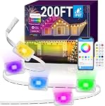 Lumières extérieures permanentes 100 pi pour maison, lumières LED RGB+IC intelligentes avec 16 millions de couleurs DIY, contrôle par application/télécommande, étanches IP67, éclairage de corniche pour décorations de Noël, Halloween, fêtes