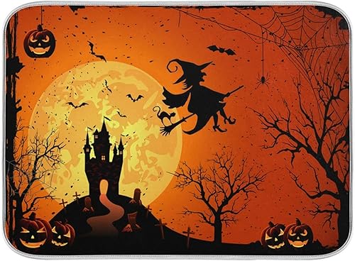 Miniatura 8 de Tapete de secado de platos floral de vino tinto de 16 x 18 pulgadas para cocina, tapete escurridor de platos con estampado de madera vintage, tapete