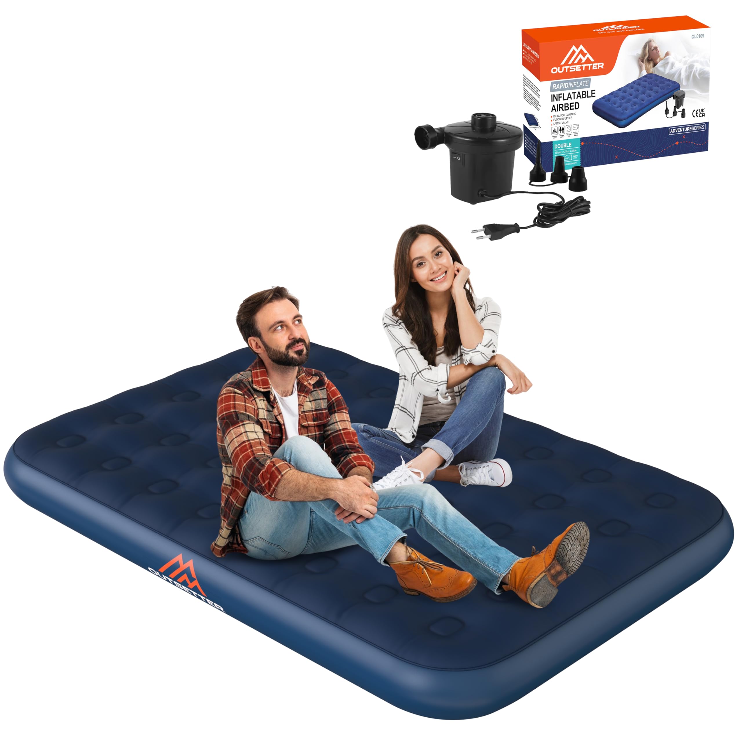 Vivo Technologies Airbed with AC Pump, Waterproof Blow Up Bed, Quick Inflatable Air Mattress for Travel and Camping, Double Size