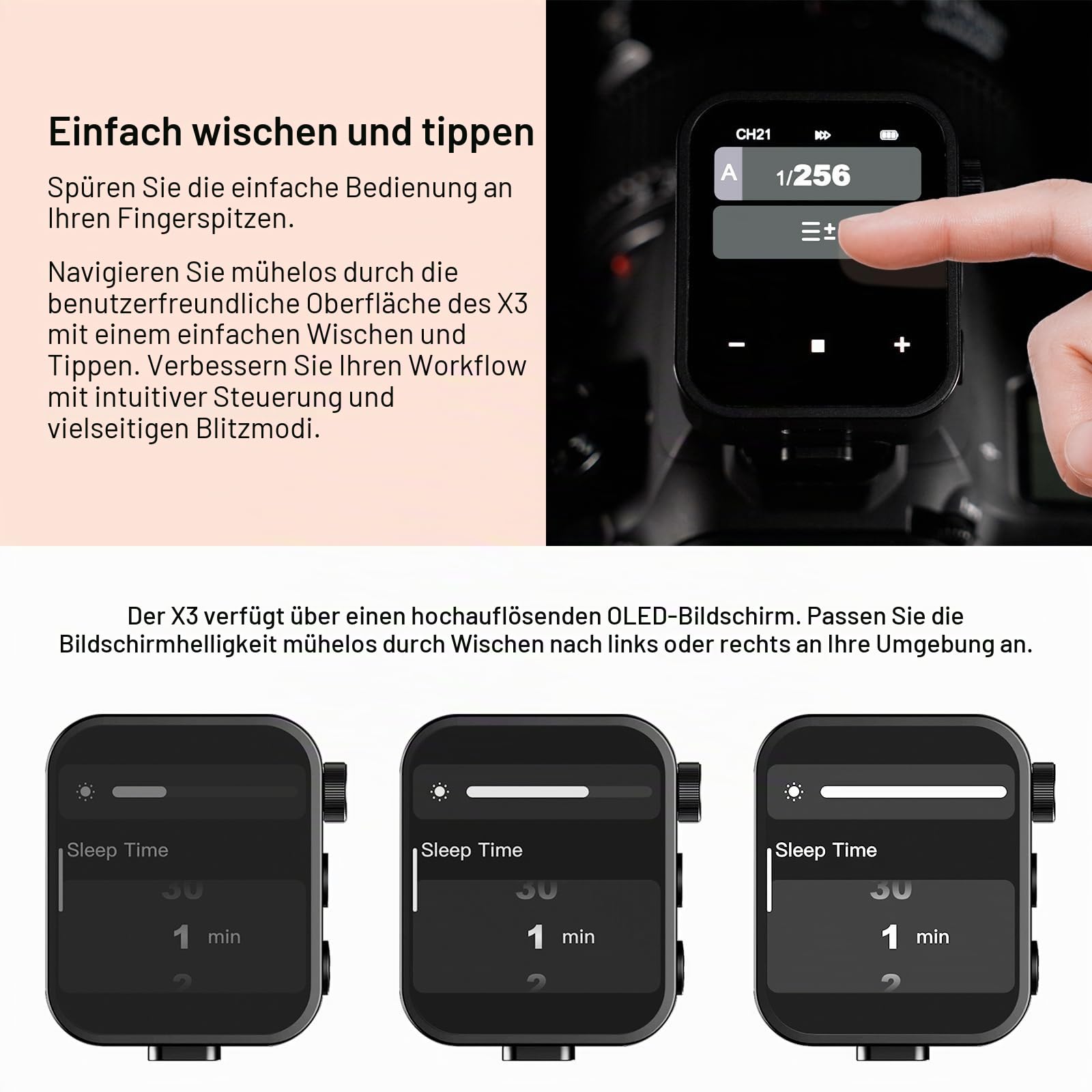 Godox X3N X3-N Drahtloser Blitzauslöser für Nikon, 2.4G TTL Blitzsender mit Touchscreen, TTL Unterstützung Auto/Manuell/Multiblitz, Eingebauter Lithium Akku, Hochauflösendes OLED Display