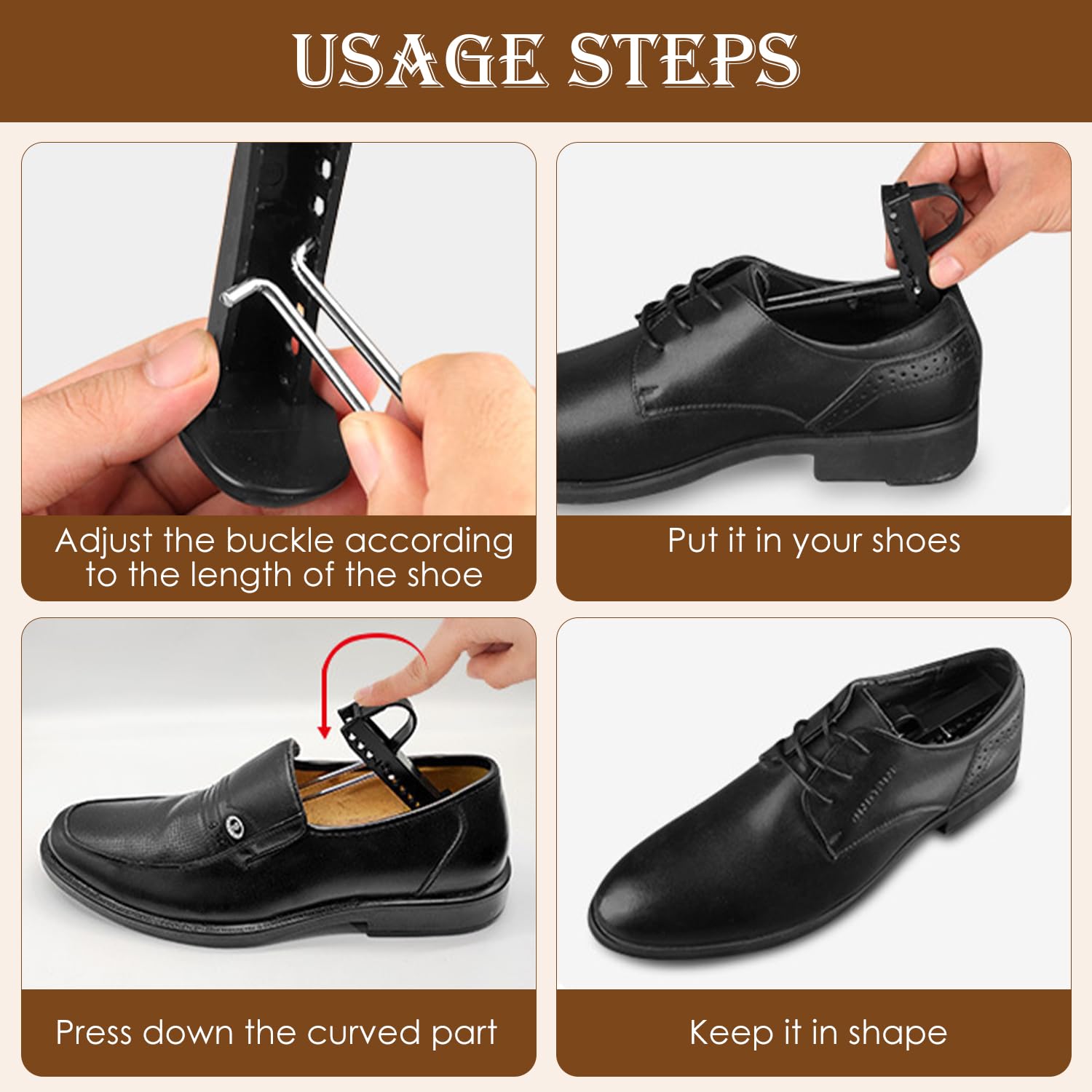 2 Pares de Hormas para Zapatos, Ensanchador de Zapatos Ajustable de 25 cm A 30 cm, Soporte Moldeador de Zapatillas de Deporte de Plástico de Hierro Negro, Soporte para Botas para Hombres y Mujeres
