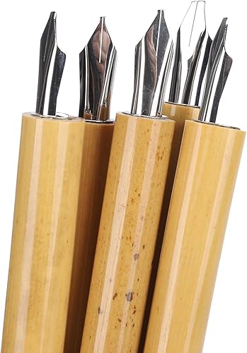 Miniatura 9 de Juego de 5 bolígrafos de inmersión de cómic, juego de 5 bolígrafos de inmersión de caligrafía con 5 plumas, mango de madera, juego de bolígrafos de