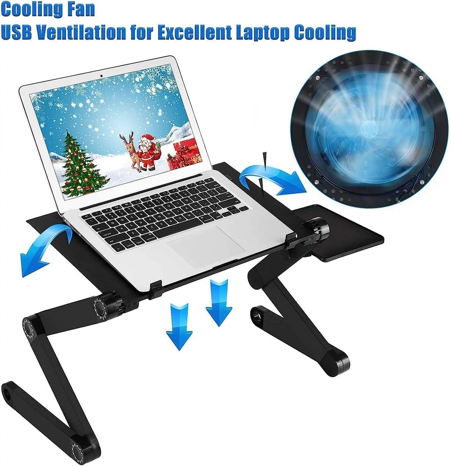 NAKEAH Supporto da Tavolo Regolabile for Laptop, Supporto for Workstation Portatile Portatile, scrivania ergonomica Pieghevole for Laptop da Ufficio in Lega di Alluminio