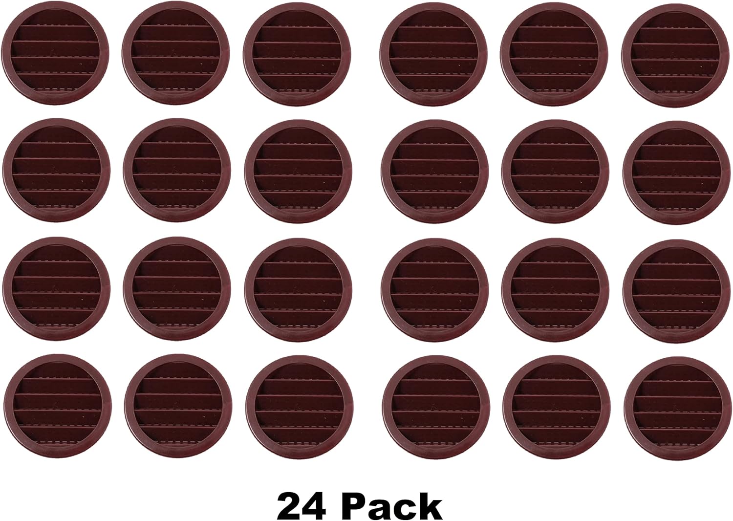 2" Round Plastic Louver Soffit Air Vent Reptile Screen Grille Cover Multiple Colors/Quantities (24, Brown)