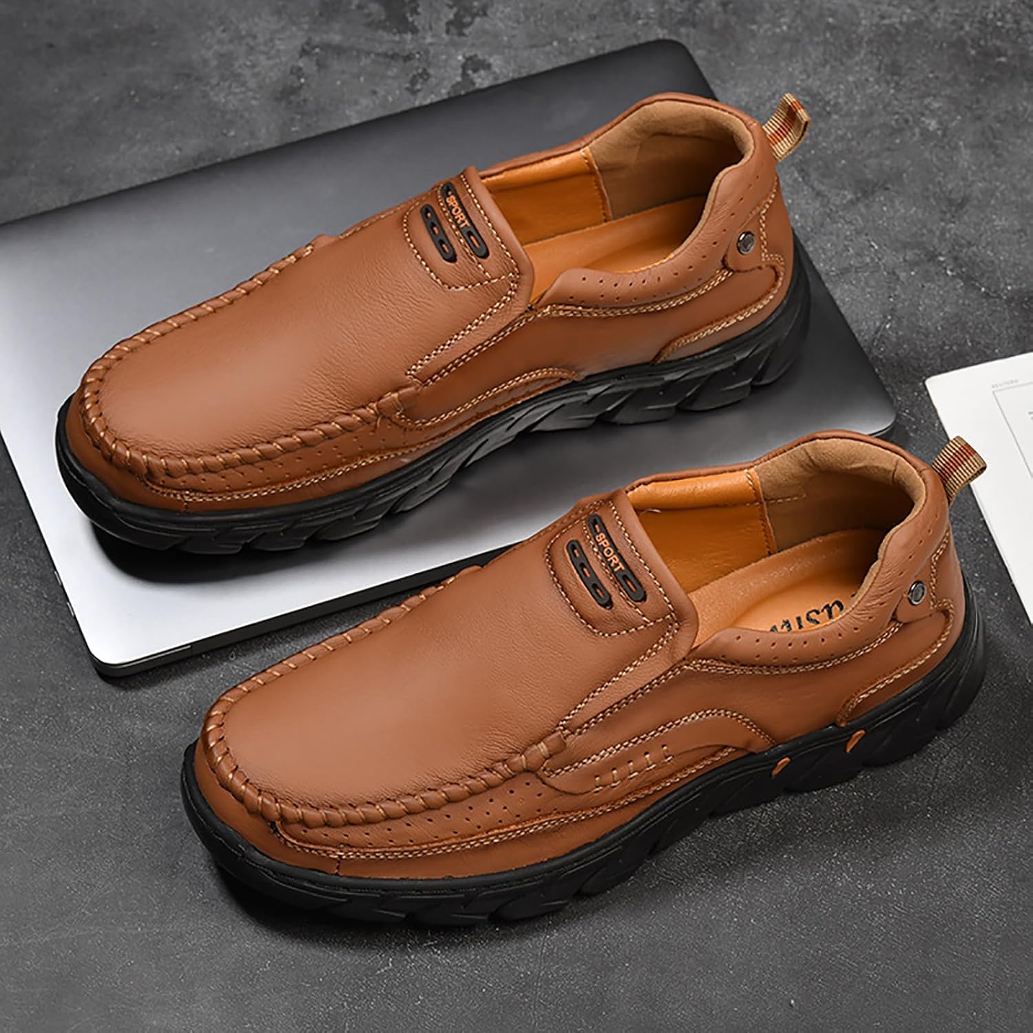 Men's Leather Slip On Walking Casual Loafers Comfortable Classic Outdoor Work Office Driving Dress Boat Shoes Loafers for Men - Image 3