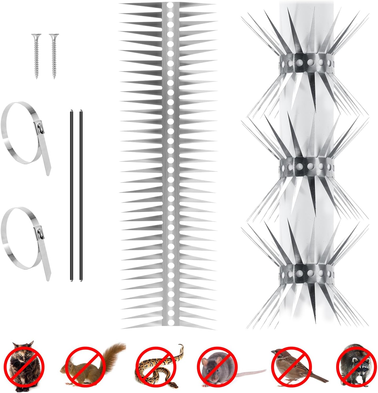 ZKKZOO Bird Spikes Stainless Steel Fence Spikes for Pigeons Raccoon Snakes Deterrent Spikes Defender for Outside (20inch)