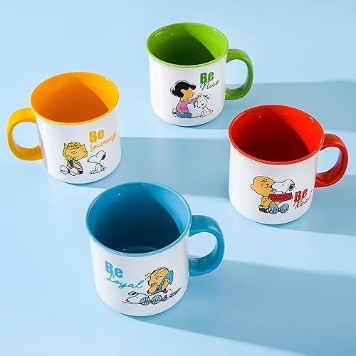 Miniatura 6 de Peanuts Snoopy Gentle Reminders Camper - Tazas de 21 onzas, paquete de 4, varios colores