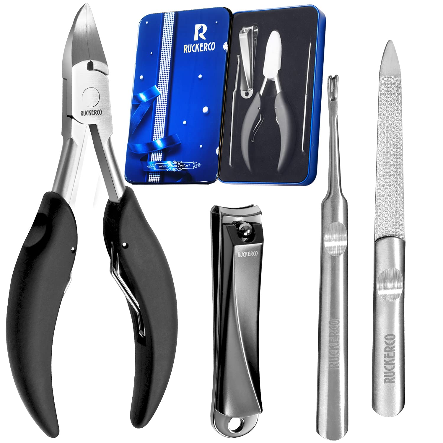 Nail clippers set matte stainless steel 3 pcs fingernail clippers &slant edg Toenail Clipper Cutter Metal Case .The best gift nail clippers for men and women (Black)