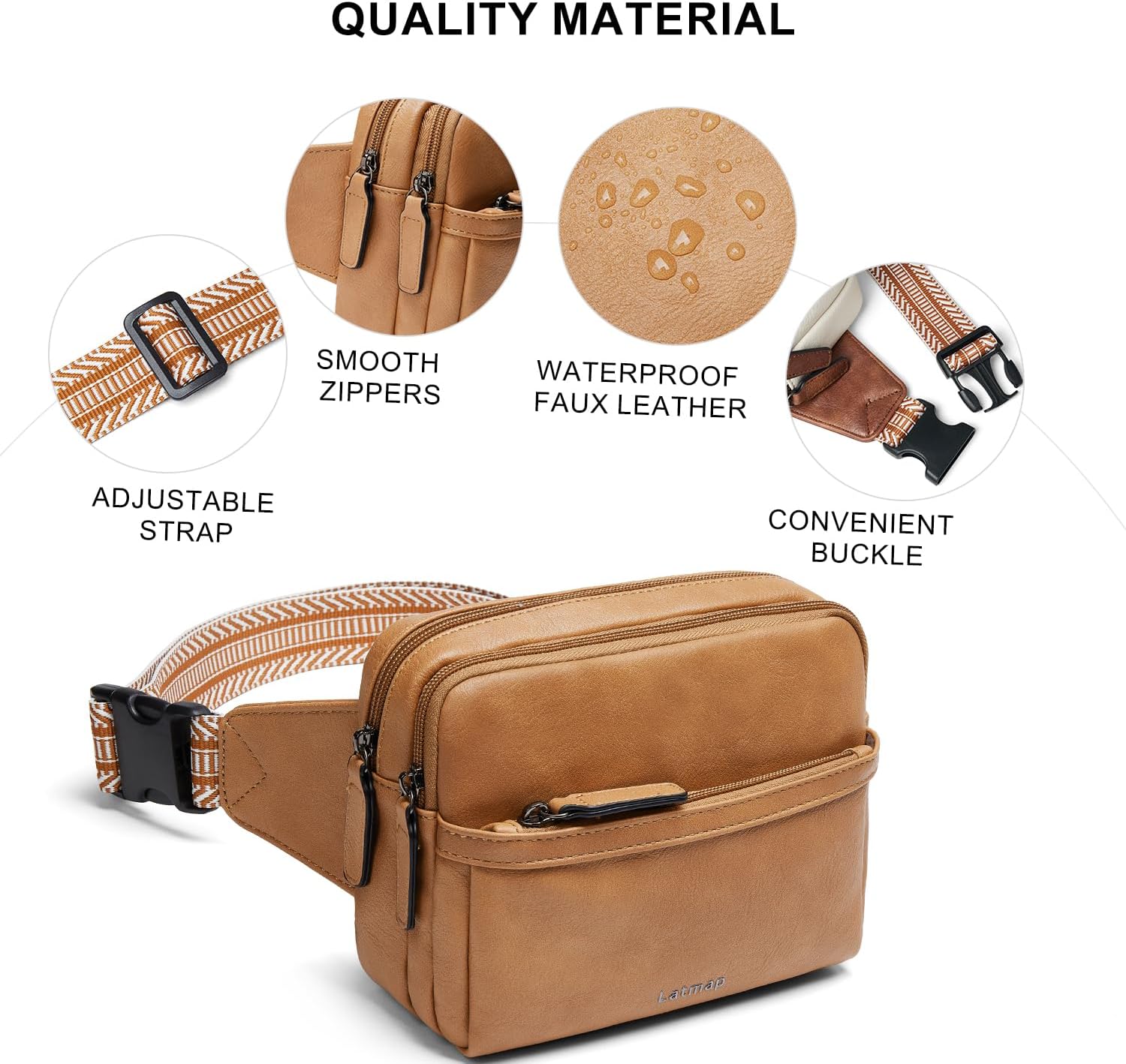 3L Fanny Packs Belt Bag for Women Small Everywhere Crossbody Bag Waist Packs Faux Leather Sling Chest Travel Purse - Image 5