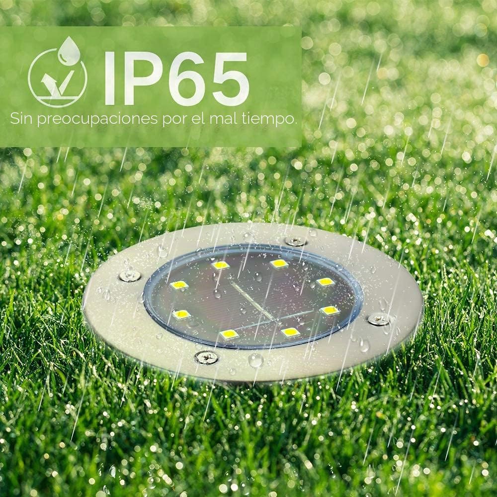 Joomer Luces Solares Led Exterior Jardin Suelo, 12 Paquetes Luz Solares Jardin Impermeables, Lamparas Solares Suelo Para Camino, Césped, Patio, Terraza (Blanco Cálido)