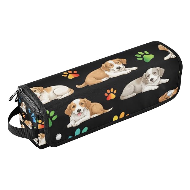 Dogs Colorful Tracks Hair Tools Travel Bag Portable Hair Accessory Organizer with Heat Resistant Mat 2 in 1