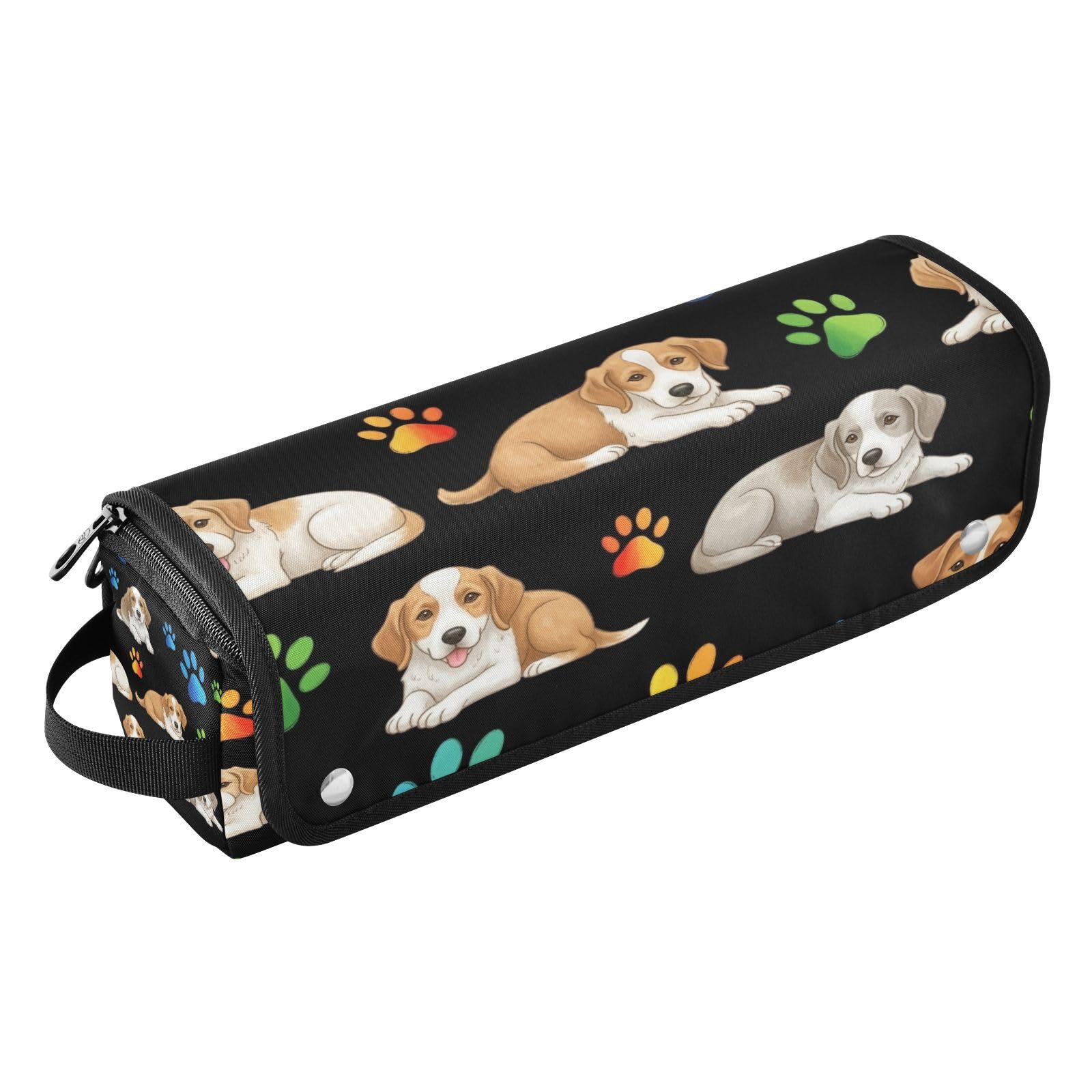 Dogs Colorful Tracks Hair Tools Travel Bag Portable Hair Accessory Organizer with Heat Resistant Mat 2 in 1