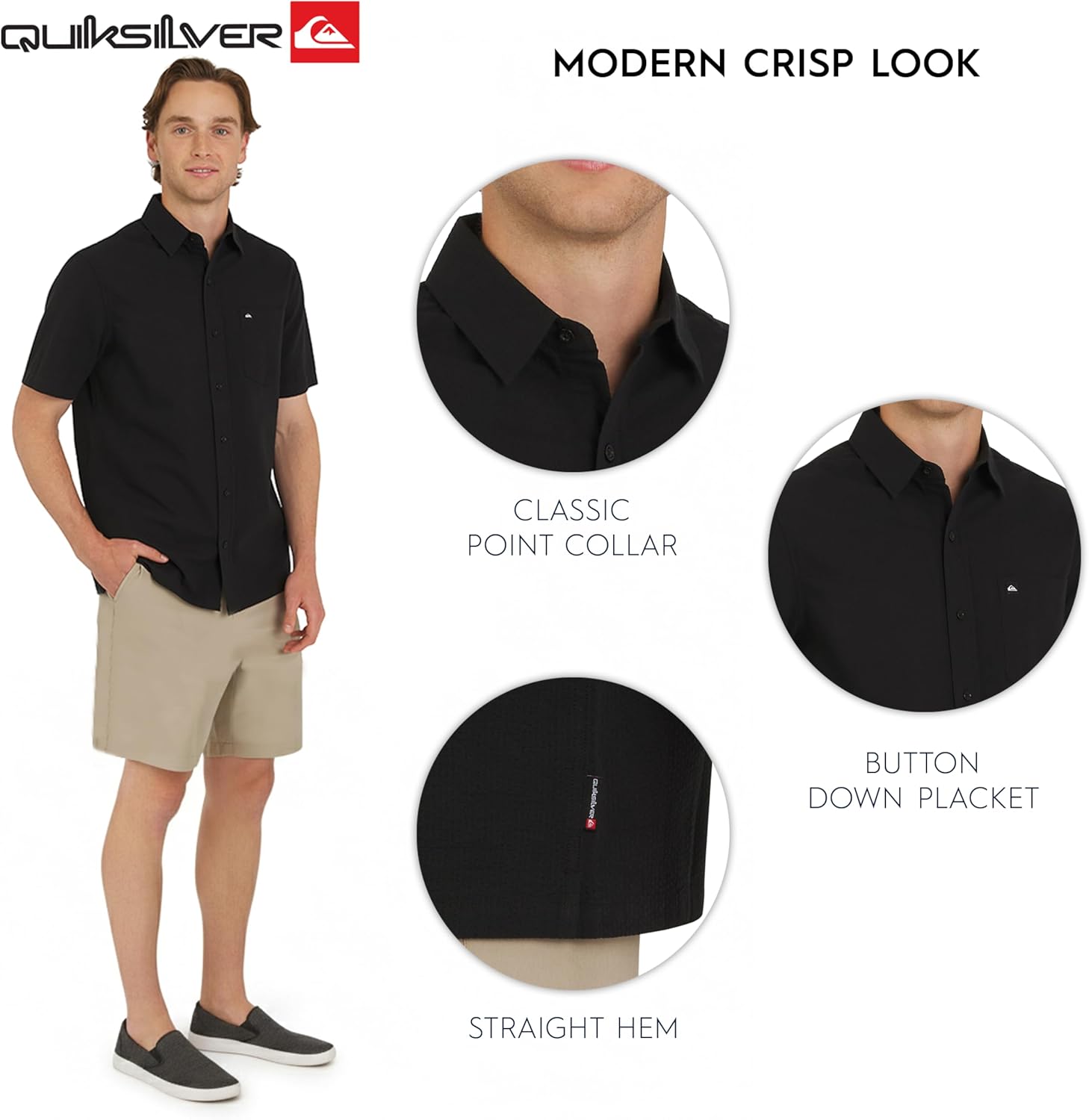 Quiksilver Men's Regular Fit Premium Cotton Short Sleeve Button Down Seersucker Shirt