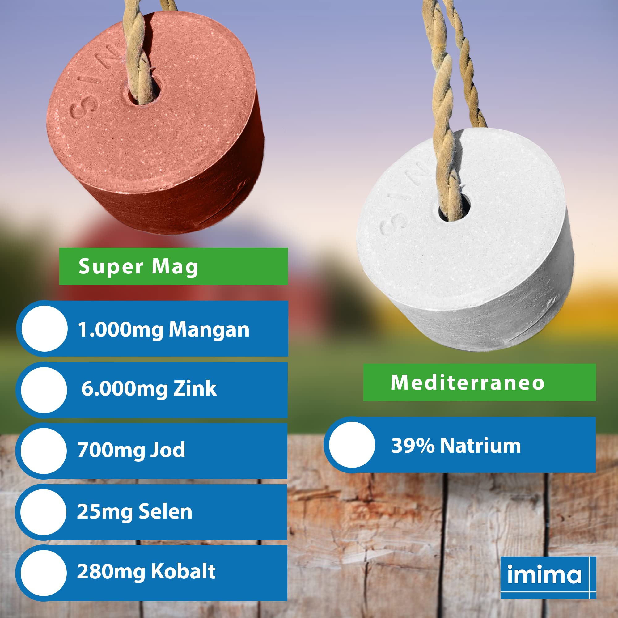 Mineralleckstein Pferd Starter Set mit BIOTIN+, ZINCOBLOCK, SUPERMAG, MEDITERRANEO Salzleckstein Set 4 x 3 kg - Salzlecksteine für Pferde, Schafe, Ziegen und Wild