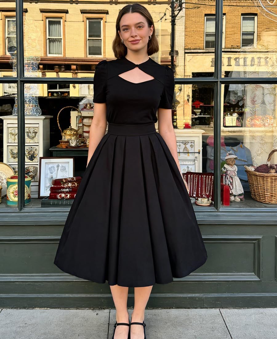 Belle Poque Women’s Hollowed-Out Tops 1950s Retro Vintage Short Sleeve Cotton Blouse - Image 3