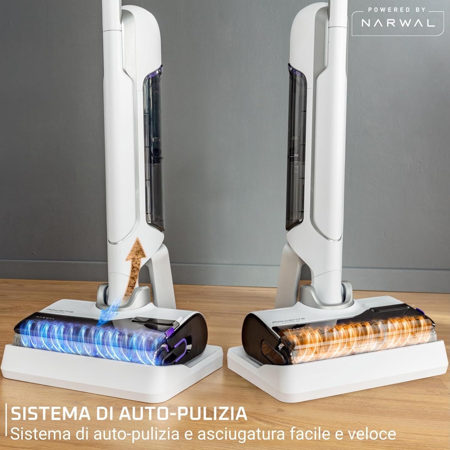 Rowenta X-Clean 10, Lavapavimenti Senza Fili, Autonomia 60', Tecnologia Smart, Assistente Vocale, Autopulizia e Asciugatura, Doppio Serbatoio Solido/Liquido, Tutti i Pavimenti, Pulizia Bordi, GZ7540
