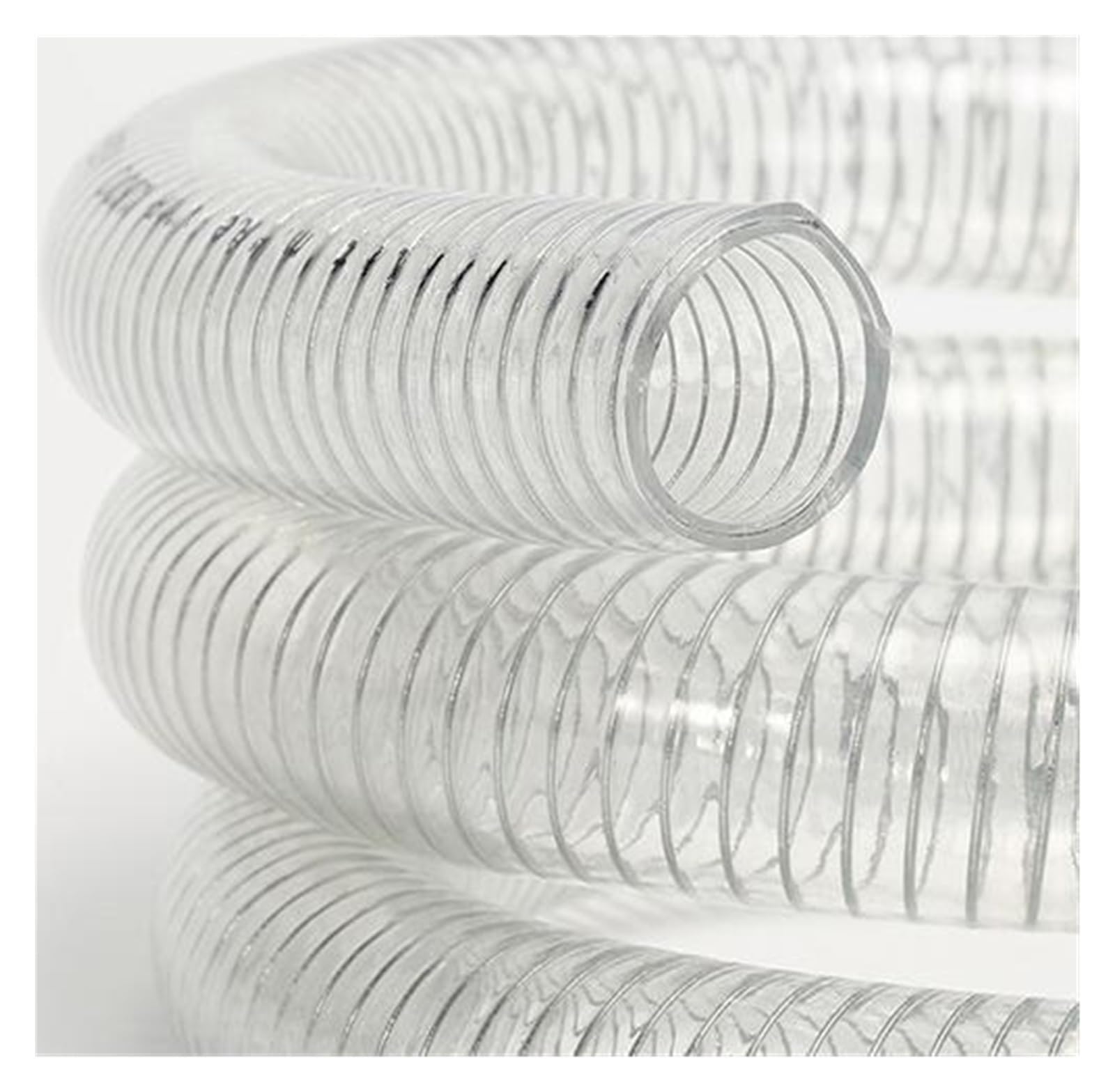 tubo in PVC rinforzato con filo d'acciaio, 1 tubo flessibile in acciaio resistente alle alte temperature, tubo dell'acqua trasparente in PVC, lunghezza 250 mm(48mm OD x 40mm ID)