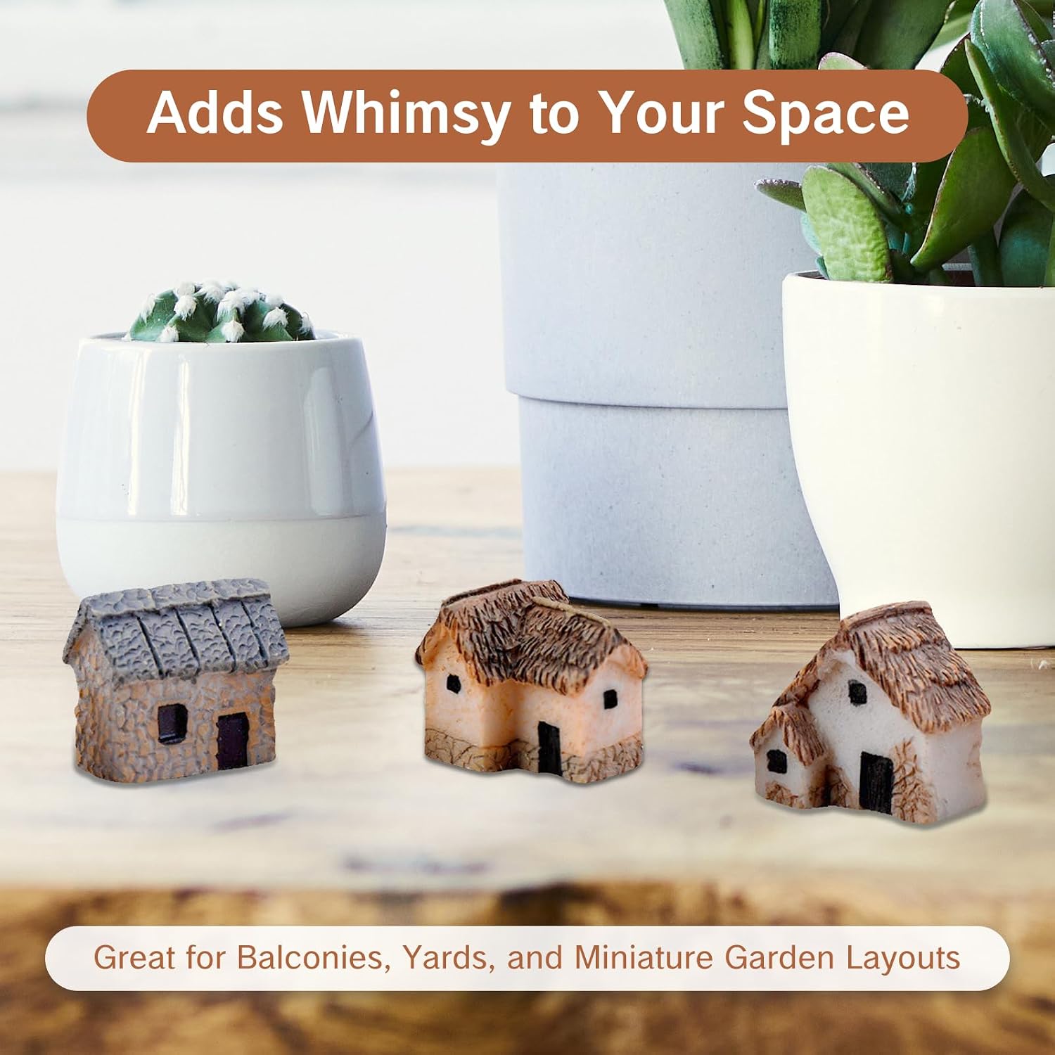 12pcs Mini House Village Resin Miniature Houses Small Figurine Buildings for Crafts Fairy Backyard Decoration Little Wooden Homes Casas to Live In for Planting Bonsai Succulent Outdoor Ornament