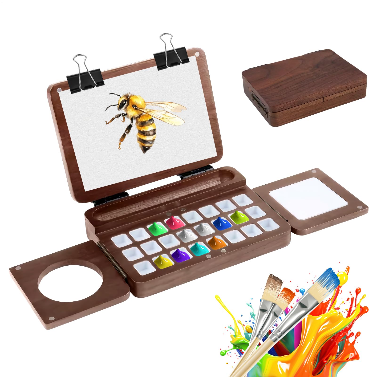 Tavolozza Per Dipingere Scatola In Legno Con 24 Griglie Portacolori | Tavolozza Piegevole E Portatile Con Per Laboratori Progetti Artistici Mostre Artigianato Vacanze Attività