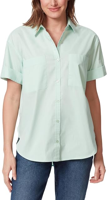Gloria Vanderbilt Womens Amanda Button Down Shirt with Cuffed Short Sleeves and Patch Pockets Standard
