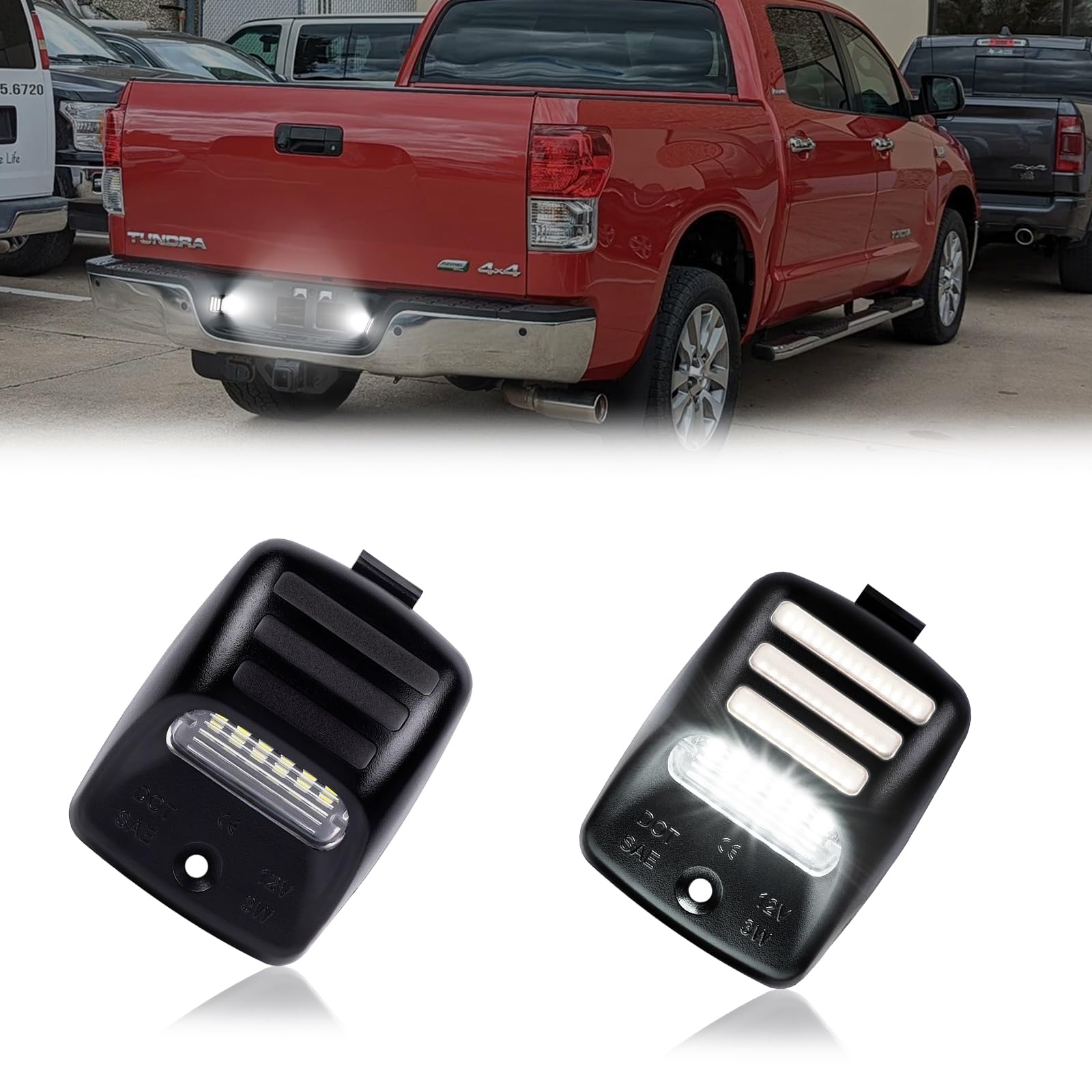 Gempro White OLED Neon Tube LED License Plate Light Tag Lamp Assembly Replacement For 2005-2015 Toyota Tacoma & 2000-2013 Tundra Pickup Truck