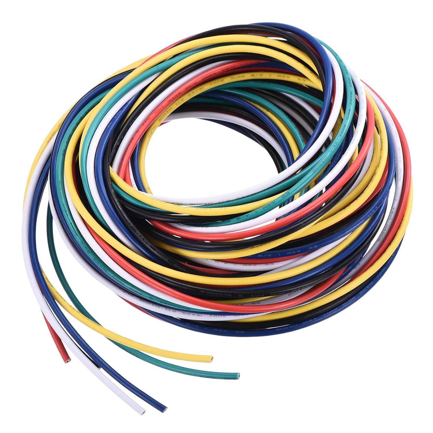 MECCANIXITY 16 Gauge PVC Hookup Wire 3.0m/10ft 16AWG Flexible Electrical Wire UL1007 Tinned Copper Stranded 6 Color, 2.5mm Dia for Model Aircraft Electric Appliances Internal Connect