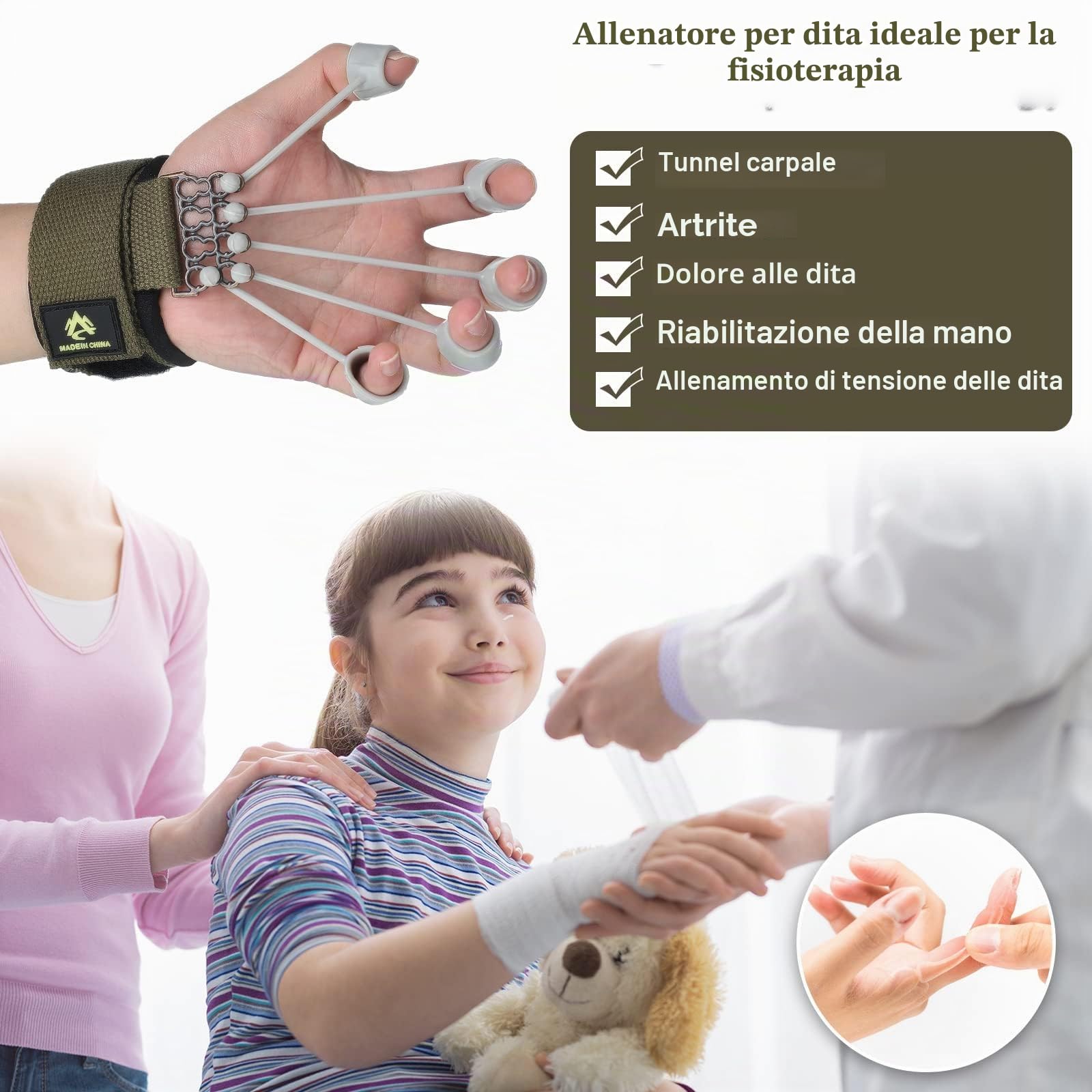 zalati Finger Strengtheners Finger Exerciser Resistance Band Stretcher per allenamento della forza, allenamento di estensione della flessione delle dita, nero, 9,1 kg