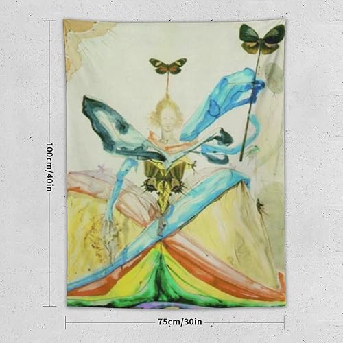 Miniatura 2 de YWVWY Salvador Dali Painting The Queen of The Butterflies Paintings Wall Tapestry Art Print Tapestries Room Hanging Picture Modern Home Decor 30"x40"