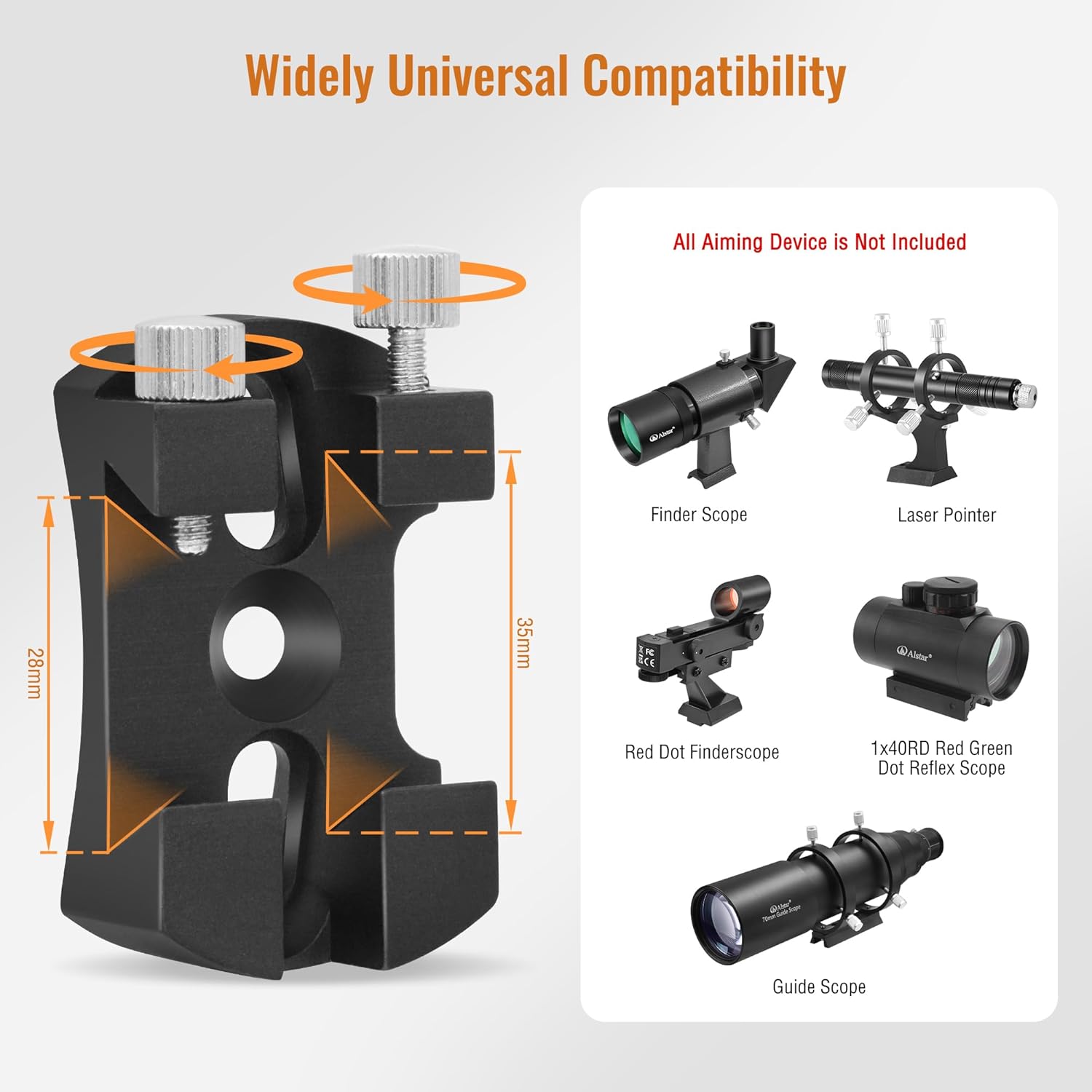 Alstar Universal Quick Release Finder Shoe Base - Bundle with - Triple Telescope Finder Scope Holder