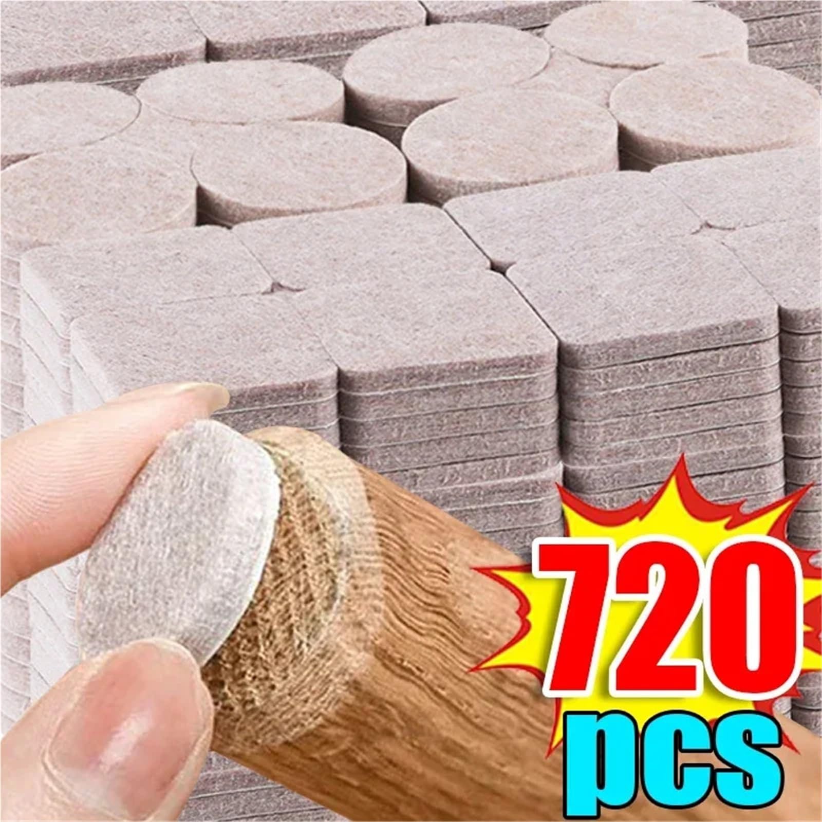 Tischbeinunterlage 18/720 Stück Filz-Stuhlbeinpolster, rund, quadratisch, selbstklebend, for Möbel, Tischbeine(Color1,720pcs(40 Sheet))