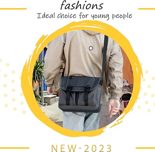 Vista 3 de ZHIDE Bolsa tipo mensajero para hombres y mujeres, bolso de hombro, cruzado para hombre, impermeable, bolso cruzado para ir a la escuela