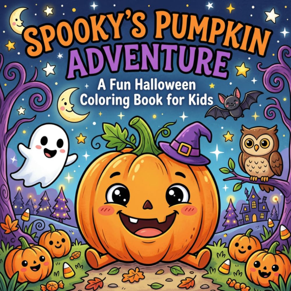 Spooky’s Pumpkin Adventure: Cute & Easy Pumpkin, Ghost & Fall-Themed Coloring Pages for Toddlers & Preschoolers