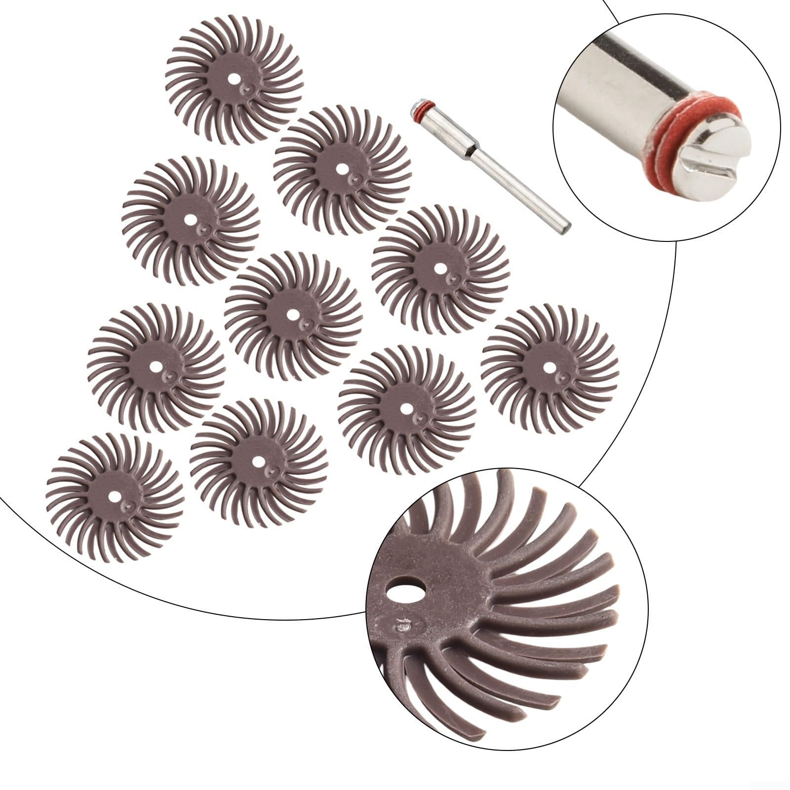 Kit di accessori per utensili rotanti con dischi radiali con rivestimento in ossido di alluminio per una preparazione efficace ma delicata (grana 120)
