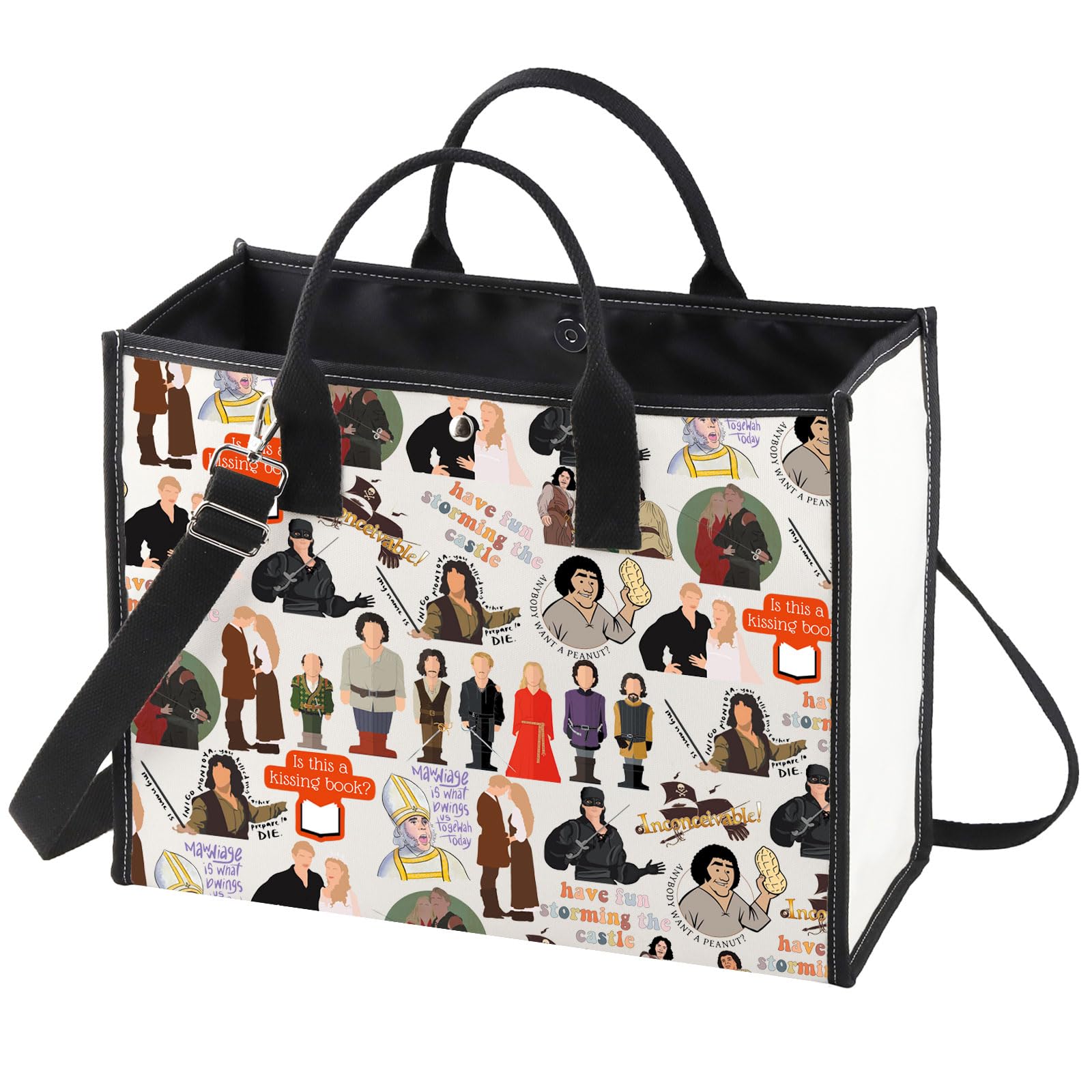 WZMPA Princess & Westley Tote Bag 80s Movie Gift Humpudink Fans Reusable Grocery Bag Princess Movie Bride Merchandise