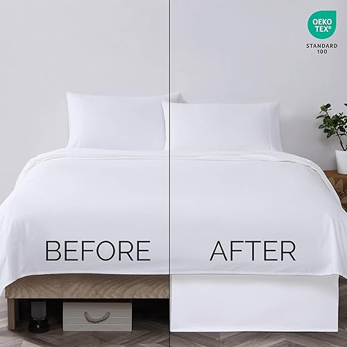 Miniatura 3 de Southshore Fine Linens VILANO Springs faldón para cama plisada, 15 pulgadas, Microfibra, Blanco brillante, Completo