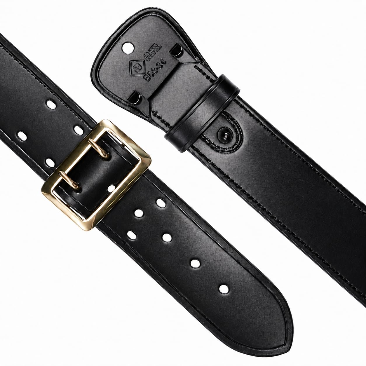Aker Leather B03 Sam Browne Duty-Gürtel, halb mit Leder gefüttert, 5,4 cm Breite