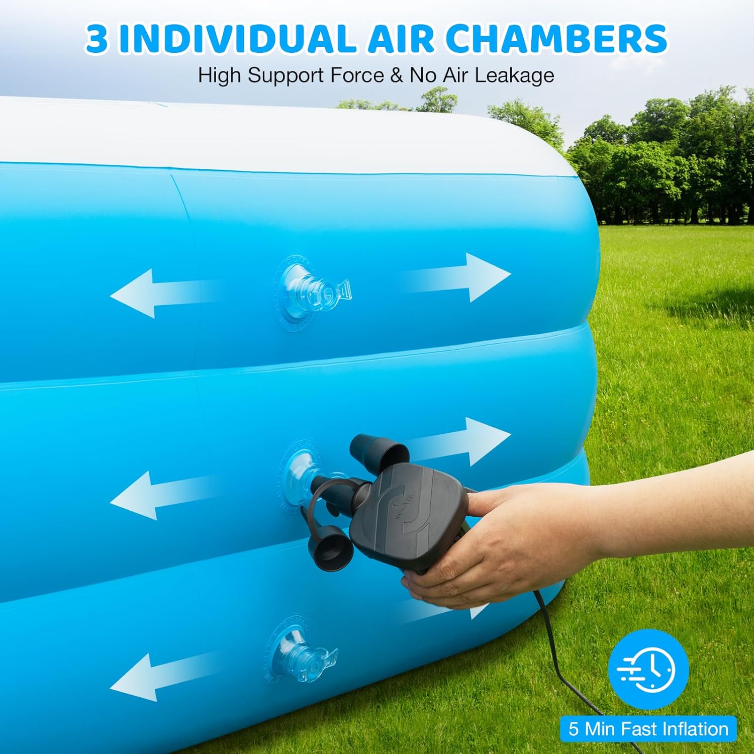 Extra Large Inflatable Pool for Adults, 180"x76"x22" Oversized Thickened Swimming Pool with Air Pump, Full Size Family Big Blow Up Pools for Backyard Garden Lawn Indoor Outdoor Summer Water Party thumbnail
