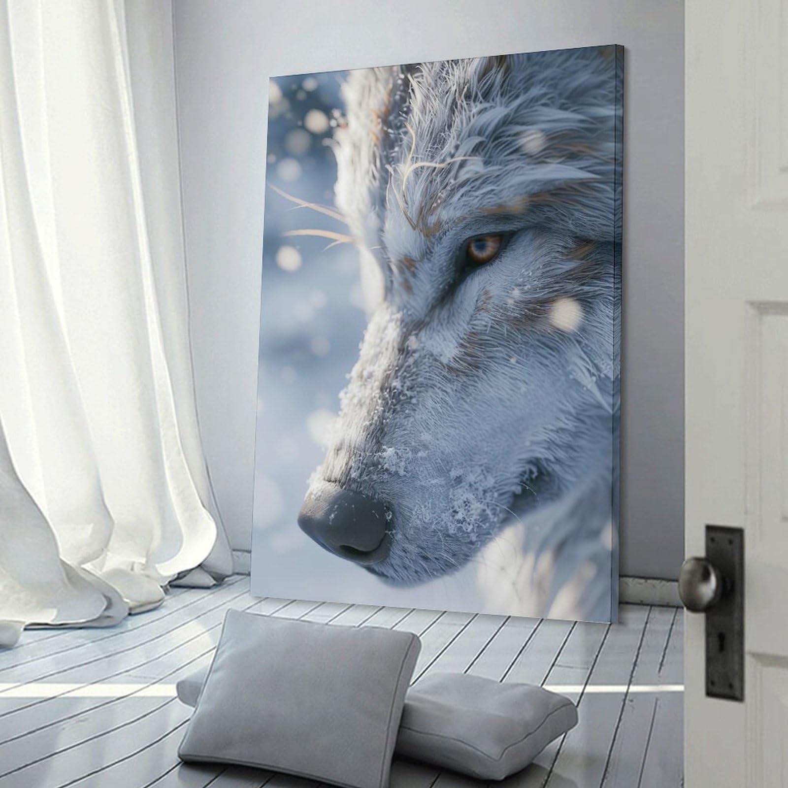Junmoney Frame-Style-10 Fenrir The Norse Wolf Canvas Wall Art, 12X18inch(30X45cm), For Workspace Walls, Study Corners Or Bedrooms, An Interior Accent For Desk Areas