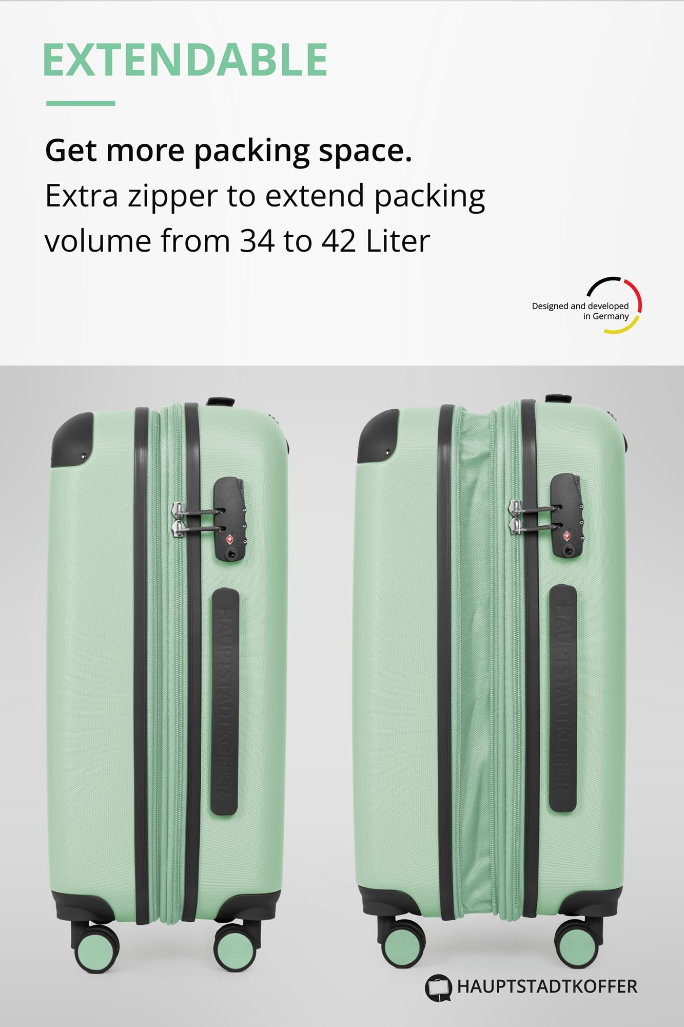 HAUPTSTADTKOFFER - Spree - Maleta rígida, Trolley expandible, Equipaje de Viaje, 4 Ruedas Dobles, TSA, 65 cm, 74 litros, Champán — view 209