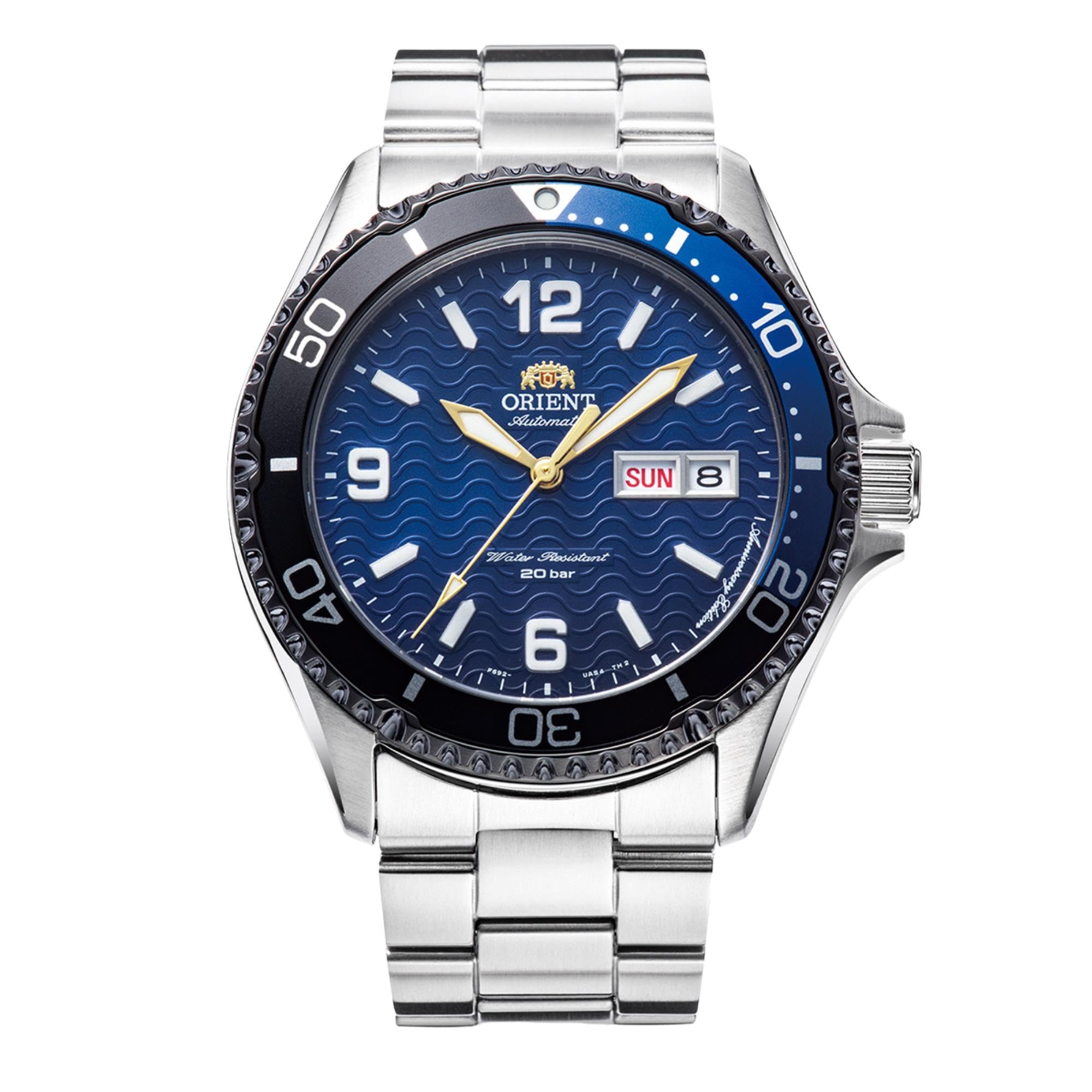 Orient Mako Exclusive to 20th Anniversary Limited Edition Automatic Blue Dial Stainless Steel Bracelet Men’s Watch RA-AA0822L, Blue, bracelet