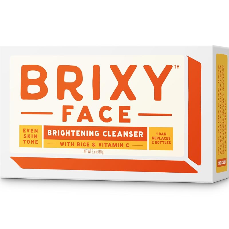 BRIXY Barra de Limpeza Facial Esfoliante com Pó de Arroz, Vitamina C, Ceramidas e Niacinamida