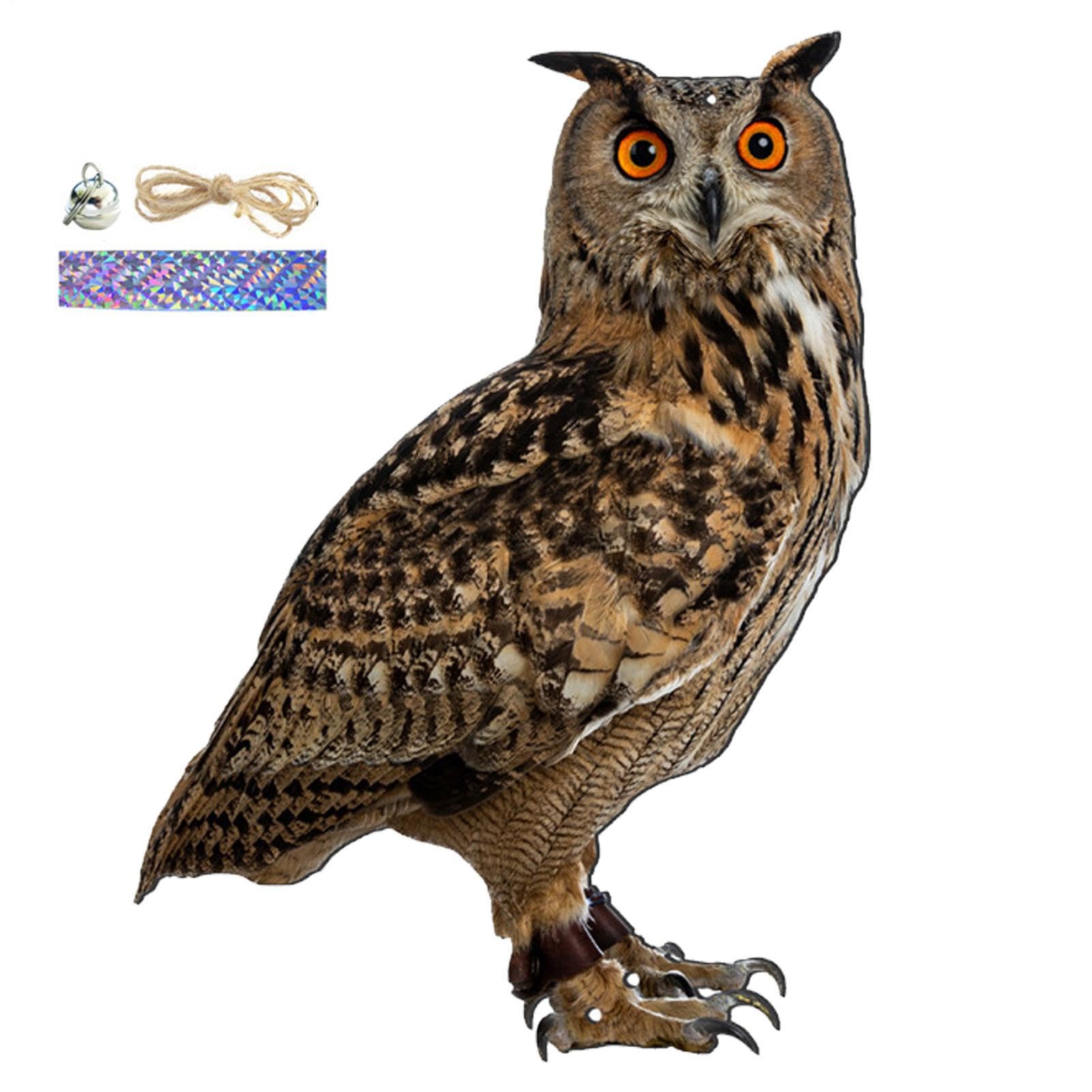 Dorugage Bird Re-pellent Devices | Flat Bird Scarers for Gardens | Owl Decoy To Scare Birds Away | Pigeon De-terrent with Reflective Tape | Birds Control Device for Garden Ponds Patio Decorations