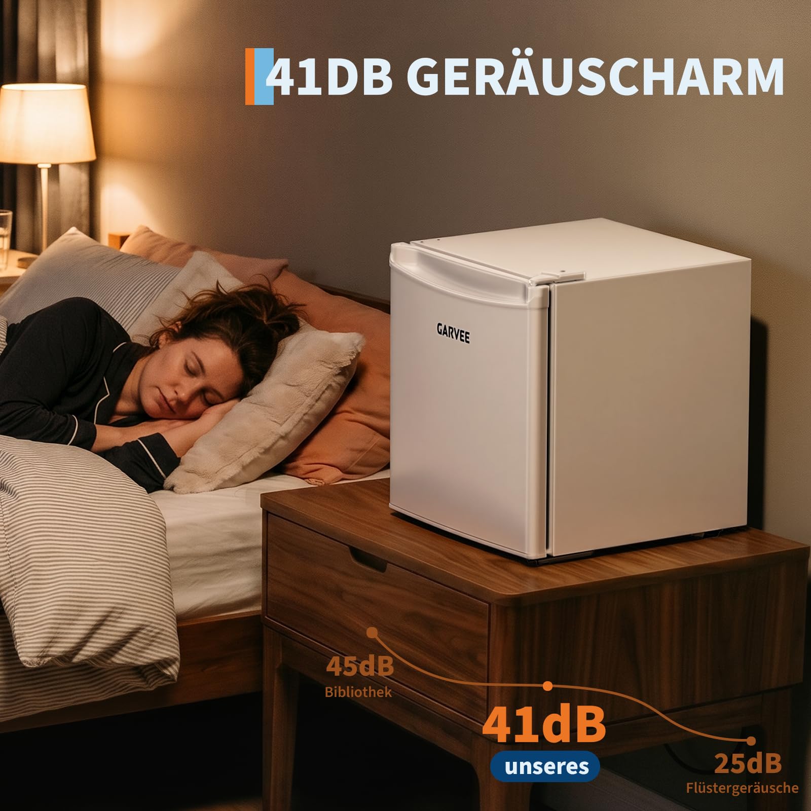 Nevera, Mini Refrigerador 45L Refrigerador Congelador Refrigeración Rápida En El Refrigerador, Refrigerador Pequeño 5 Niveles de Temperatura (0-18 °C), Silenciador 41 dB, Puerta Reversible, Bandeja De