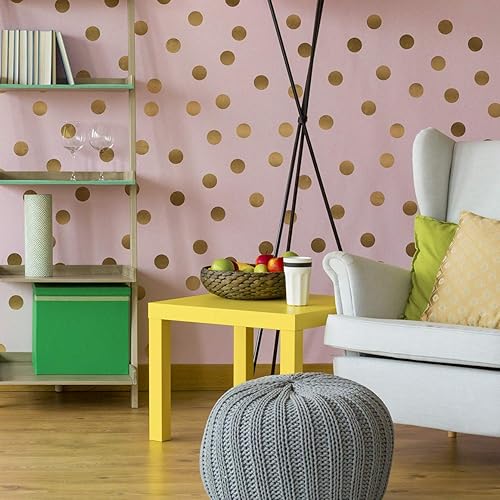 Miniatura 4 de Paper Riot Co. Juego de calcomanías de pared de vinilo con lunares dorados mate metálico de 2.5 pulgadas, 144 unidades
