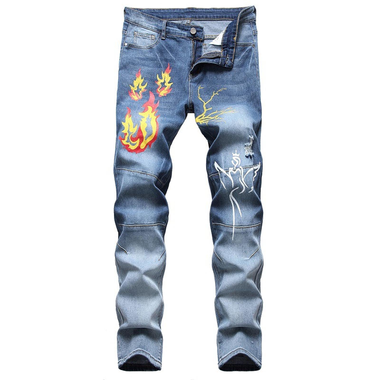 WQZYY&ASDCD Jeans Pantalon Hole Jeans Männer Hip Hop Punk Streetwear